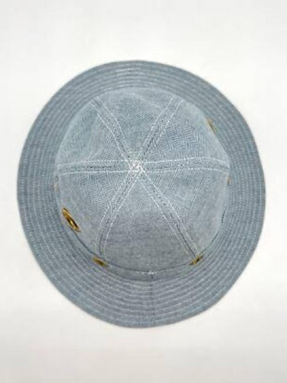 Clare V Light Blue Denim Bucket Hat with Gold Eyelets - Picture 6 of 7